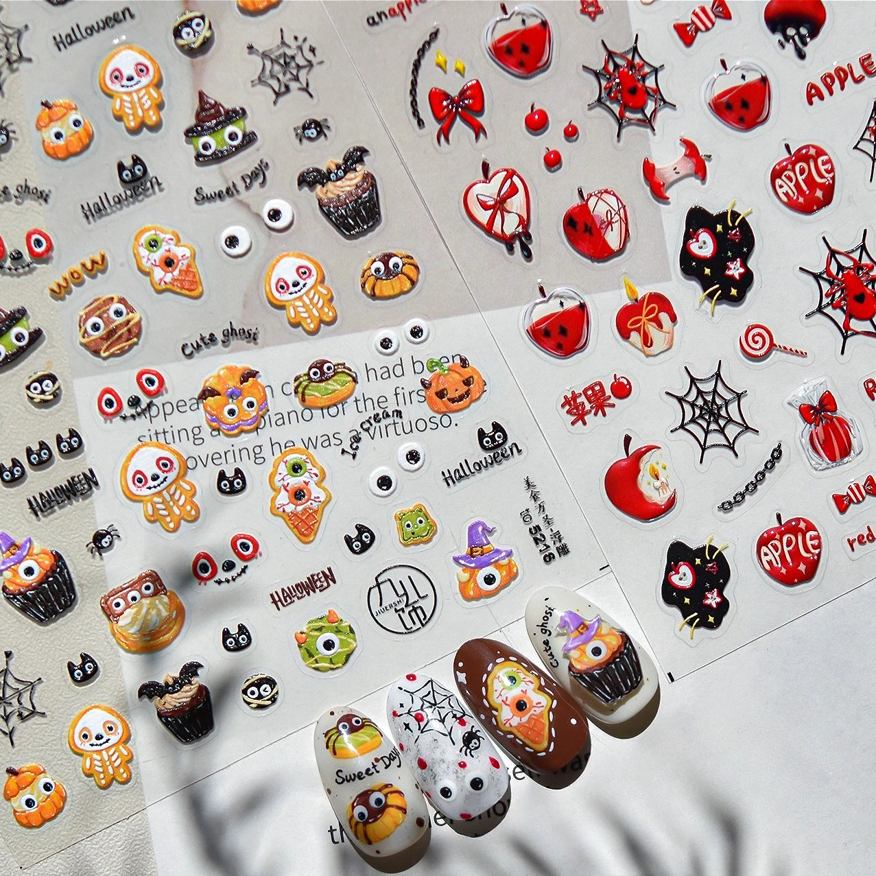 Halloween Horrible Ghost Skeleton Spider Web Candle Pumpkin Cat Biscuit Donut Cone Apple Candy Moon Bat Nail Art Stickers Decals
Halloween Horrible Ghost Skeleton Spider Web Candle Pumpkin Cat Biscuit Donut Cone Apple Candy Moon Bat Nail Art Stickers Decals