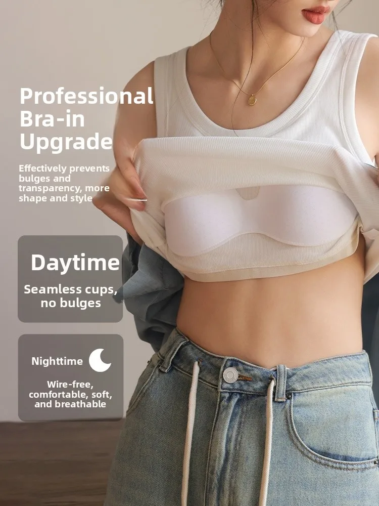 Woman Wide Strap Base Tank Top Women's Inner Wear with Chest Pad No Bra Needed One-Piece Sl ort Sle Vest
Woman Wide Strap Base Tank Top Women's Inner Wear with Chest Pad No Bra Needed One-Piece Sl ort Sle Vest
