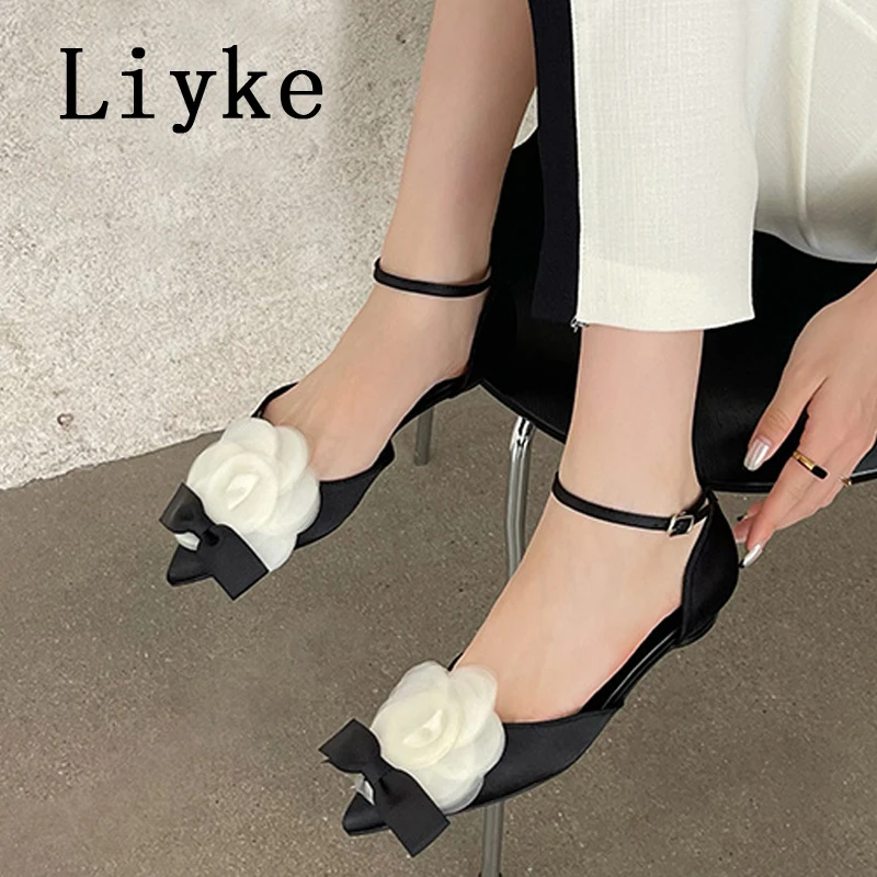 Liyke Fashion Design Big Flowers Women Flat Mules Sandals High Quality Cozy Silk Pointed Toe Buckle Strap Summer Slingback Shoes
Liyke Fashion Design Big Flowers Women Flat Mules Sandals High Quality Cozy Silk Pointed Toe Buckle Strap Summer Slingback Shoes