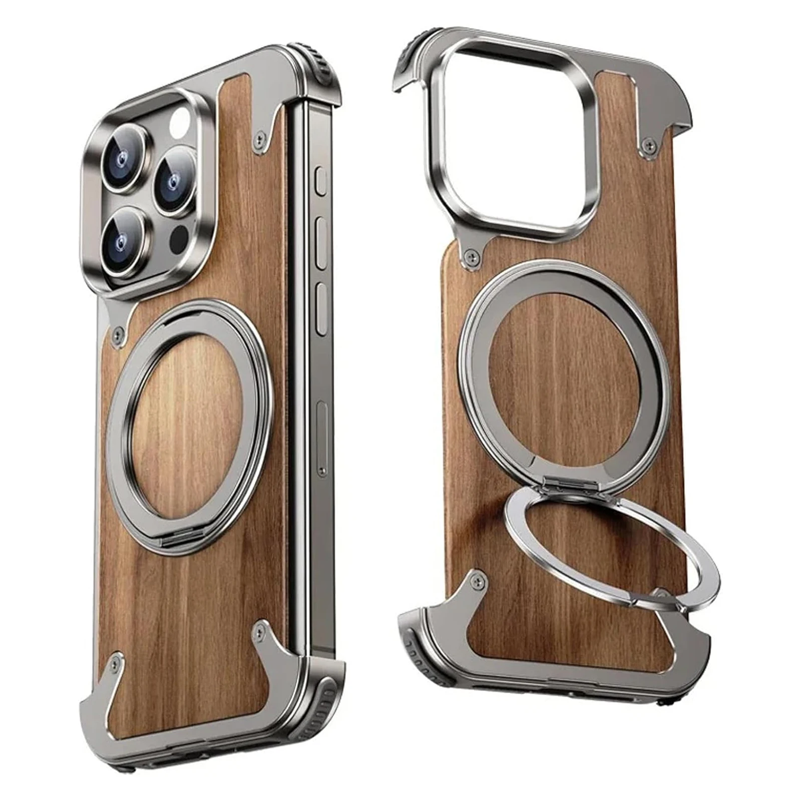 Walnut Wood & Metal Case for iPhone 16 Pro Max/16 Pro, with 360° Rotating Ring Stand, Compatible with Magnetic, Shockproof with
Walnut Wood & Metal Case for iPhone 16 Pro Max/16 Pro, with 360° Rotating Ring Stand, Compatible with Magnetic, Shockproof with