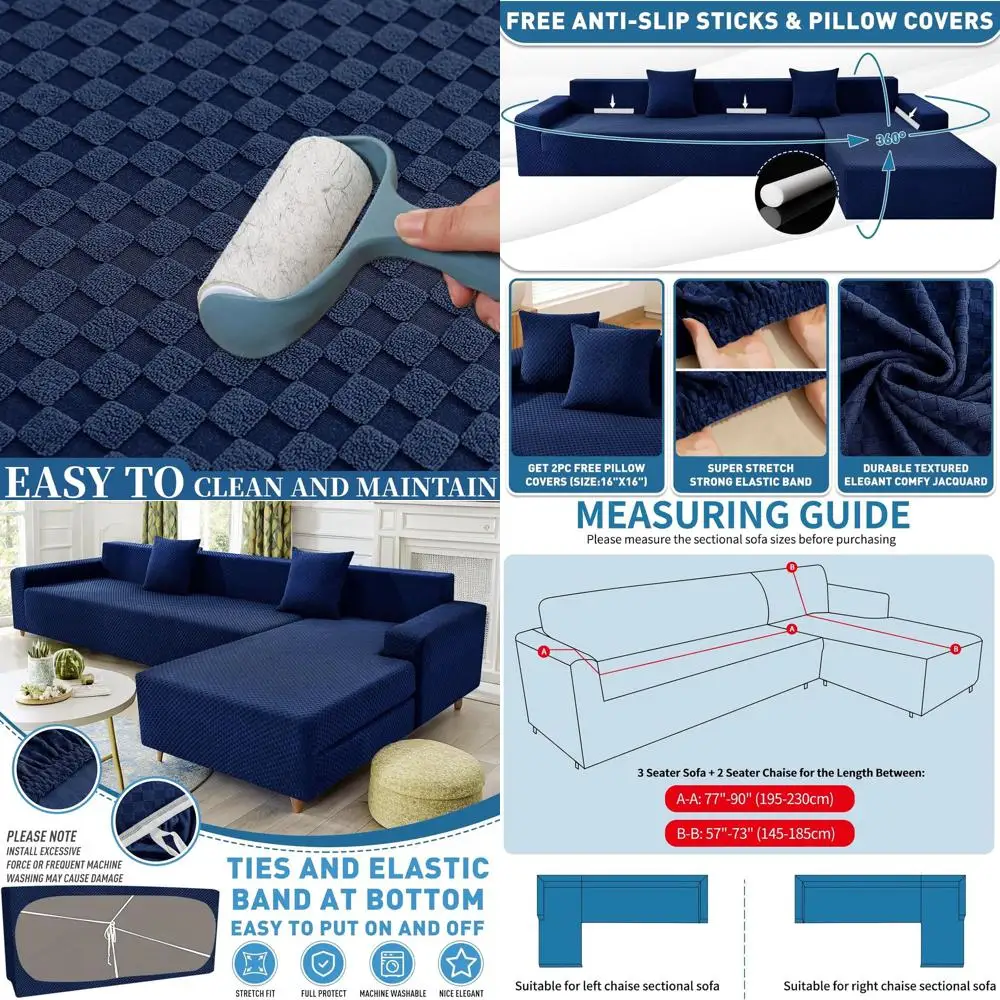 Чехлы для углового дивана L-образной формы из эластичного жаккарда, подходят для владельцев домашних животных, с эластичным низом, комплект из 2 предметов, темно-синий
Чехлы для углового дивана L-образной формы из эластичного жаккарда, подходят для владельцев домашних животных, с эластичным низом, комплект из 2 предметов, темно-синий