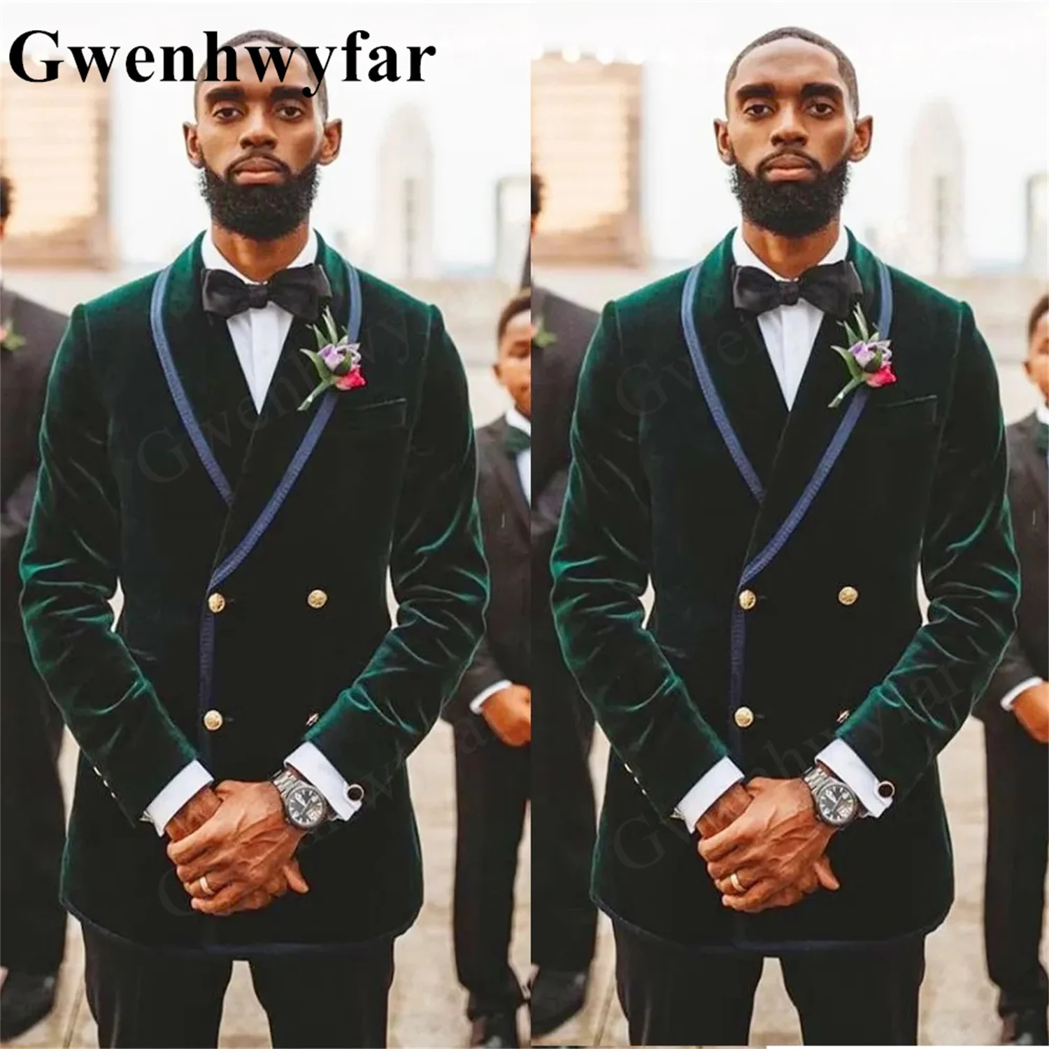 Gwenhwyfar Men's Dark Green Velvet Suits Tailored 2 Pieces Blazer One Button Satin Tape Shawl Lapel Wedding Formal Custom Made
Gwenhwyfar Men's Dark Green Velvet Suits Tailored 2 Pieces Blazer One Button Satin Tape Shawl Lapel Wedding Formal Custom Made