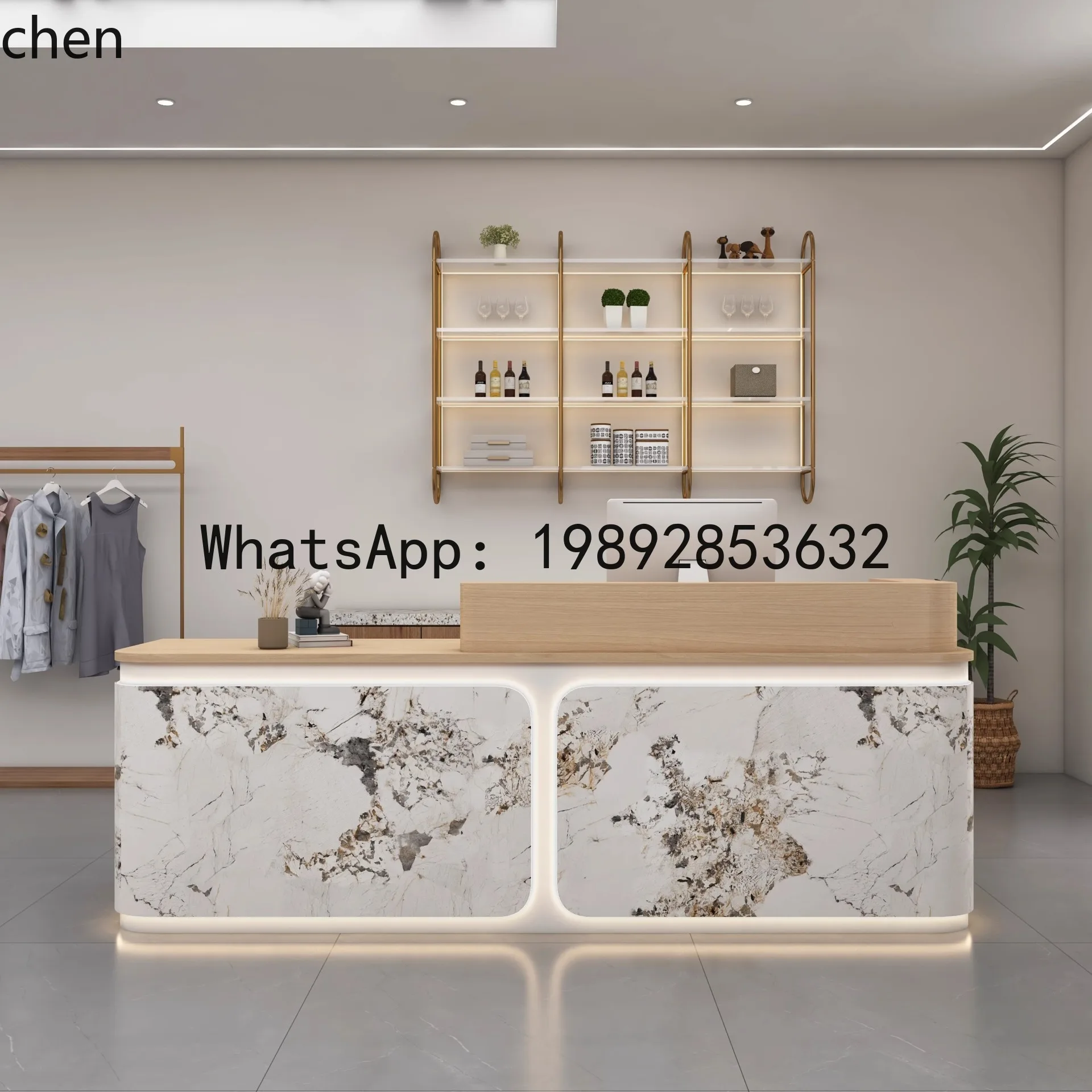 PYH Clothing Store Cashier Counter Simple Women's Clothing Curved Reception Counter
PYH Clothing Store Cashier Counter Simple Women's Clothing Curved Reception Counter