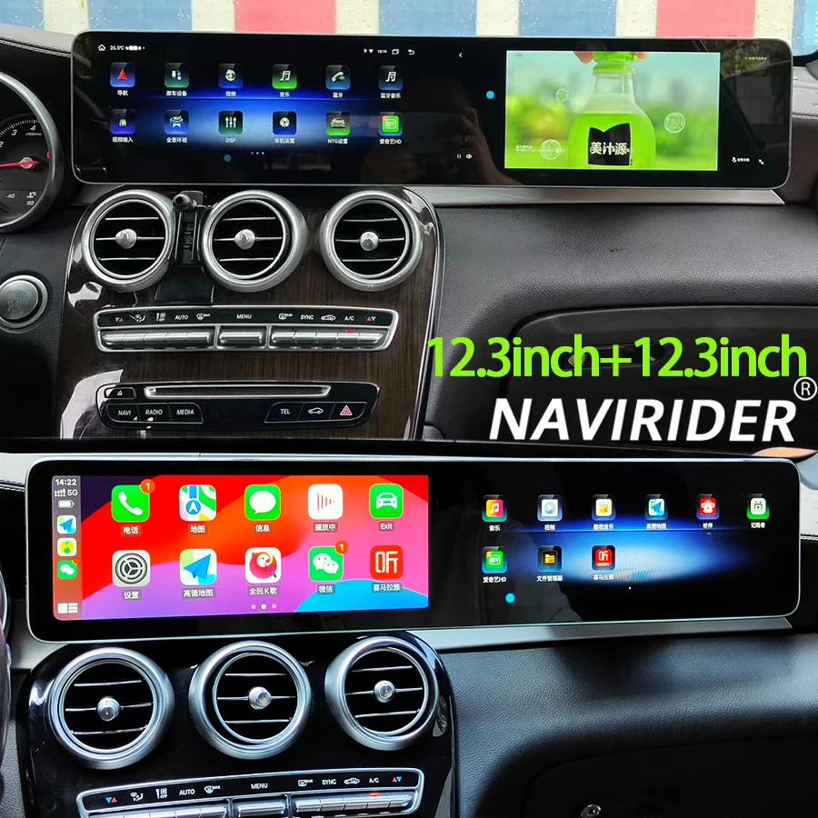 12.3"+12.3" Screen For Benz C GLC 2016-2022 Stereo GPS Navigation Car Radio Carplay Android Auto Media Video Player Head Unit
12.3"+12.3" Screen For Benz C GLC 2016-2022 Stereo GPS Navigation Car Radio Carplay Android Auto Media Video Player Head Unit