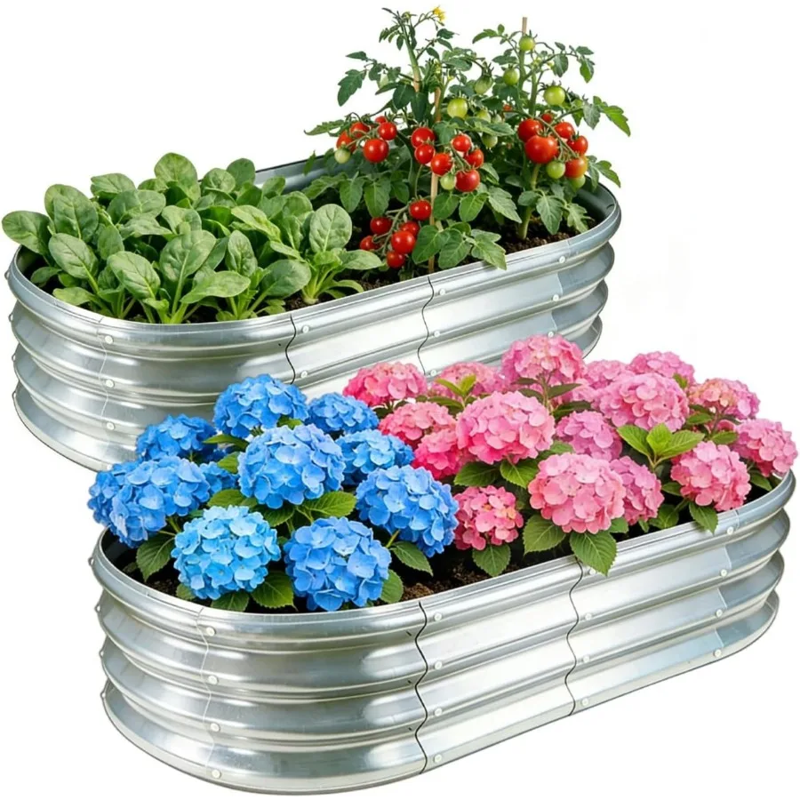 Galvanized Planter Raised Garden Bed 4x2x1 ft Raised Garden Bed Kit for Gardening Outdoor Oval Metal Land Planter Box for Veget
Galvanized Planter Raised Garden Bed 4x2x1 ft Raised Garden Bed Kit for Gardening Outdoor Oval Metal Land Planter Box for Veget