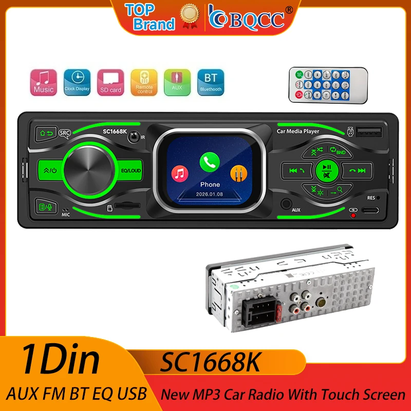 BQCC 1DIN Car MP3 FM Radio AUX Input Bluetooth TF SD Card 7 Color Light Type-C Charging Reverse Protection
BQCC 1DIN Car MP3 FM Radio AUX Input Bluetooth TF SD Card 7 Color Light Type-C Charging Reverse Protection