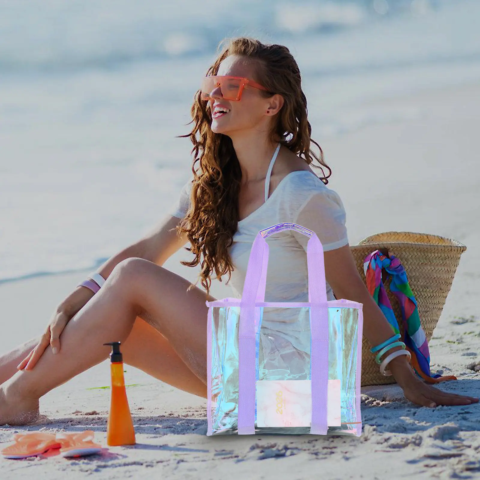 1Set Waterproof Holographic PVC Beach Tote Bag for Women Large Capacity Pool Storage Bag Transparent Iridescent Swim Tote
1Set Waterproof Holographic PVC Beach Tote Bag for Women Large Capacity Pool Storage Bag Transparent Iridescent Swim Tote