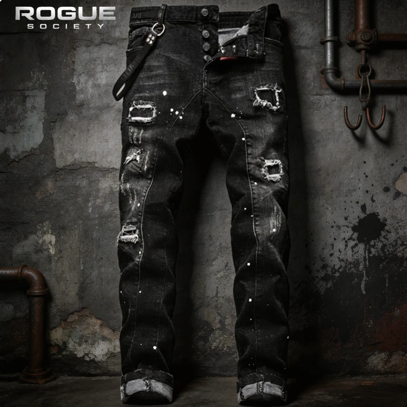 High Street Y2K Streetwear Distressed Slim Harajuku Jeans Men Patchwork Paint Splatter Button Denim Pants Punk Trousers Unisex
High Street Y2K Streetwear Distressed Slim Harajuku Jeans Men Patchwork Paint Splatter Button Denim Pants Punk Trousers Unisex