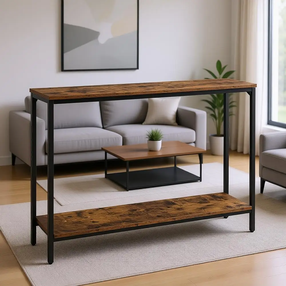 Narrow Entryway Table, Rustic Brown & Black, Metal Frame, Ideal for Living Room, Hallway, or Office
Narrow Entryway Table, Rustic Brown & Black, Metal Frame, Ideal for Living Room, Hallway, or Office