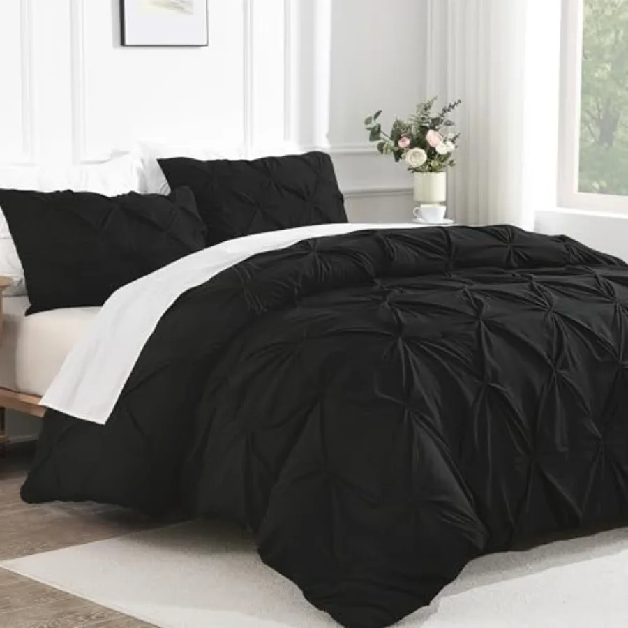 Black Oversized King Comforter Set 120x98 Inch 3 Pieces Lightweight Pinch Pleat Cal King Bedding with Soft Fluffy Down Alternat
Black Oversized King Comforter Set 120x98 Inch 3 Pieces Lightweight Pinch Pleat Cal King Bedding with Soft Fluffy Down Alternat