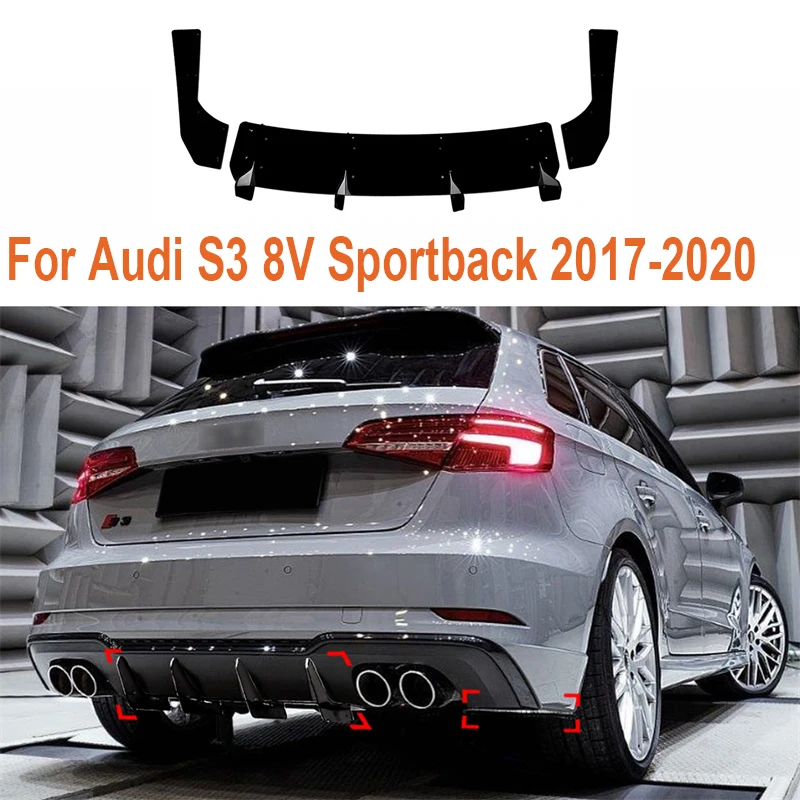 Глянцевый черный для Audi S3 8V Sportback 2017-2020, задний бампер автомобиля, диффузор, спойлер, сплиттер, задний кронштейн, дефлектор, защита
Глянцевый черный для Audi S3 8V Sportback 2017-2020, задний бампер автомобиля, диффузор, спойлер, сплиттер, задний кронштейн, дефлектор, защита