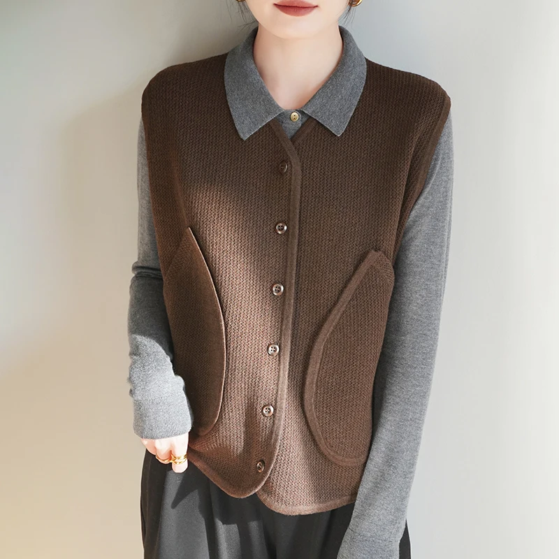 Fine Spun Wool Knitted Cardigan Vest Winter Women's Solid Sleeveless V-neck Single Breasted Pocket Sweater Female Knitwear Tank
Fine Spun Wool Knitted Cardigan Vest Winter Women's Solid Sleeveless V-neck Single Breasted Pocket Sweater Female Knitwear Tank