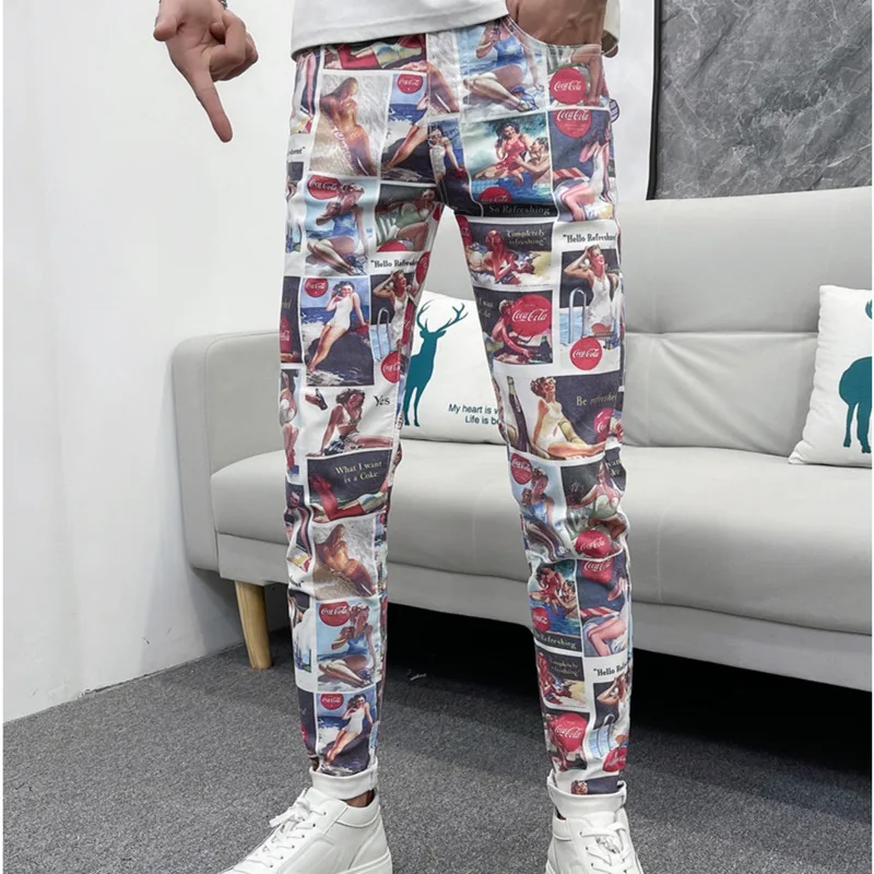 Flower Pants Fashion Elastic Small Foot Casual Pants Graphic Jeans Mens Jeans Skinny Hip Hop Jeans Men Printing Pants Men's Slim
Flower Pants Fashion Elastic Small Foot Casual Pants Graphic Jeans Mens Jeans Skinny Hip Hop Jeans Men Printing Pants Men's Slim
