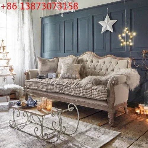 American rural high-end French retro old carved fabric solid wood three-person villa solid wood sofa
American rural high-end French retro old carved fabric solid wood three-person villa solid wood sofa