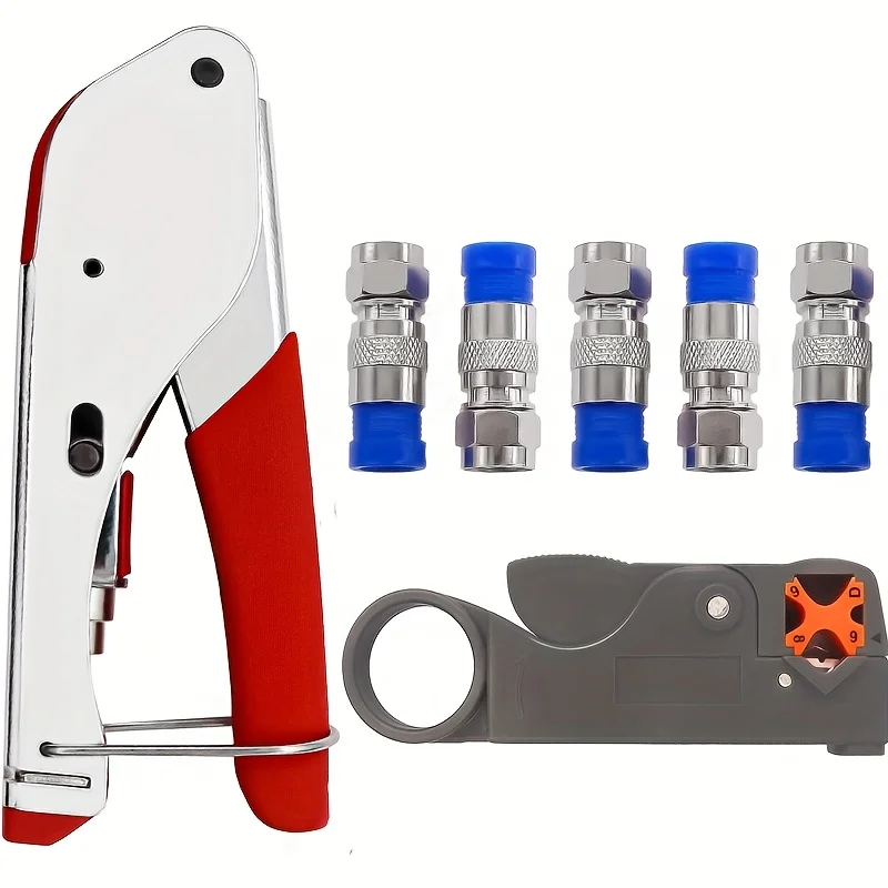 5PCS F-type RG6 compression connector stripping pliers, RG59 RG6 coaxial cable crimping tools, coaxial crimping tool accessories
5PCS F-type RG6 compression connector stripping pliers, RG59 RG6 coaxial cable crimping tools, coaxial crimping tool accessories