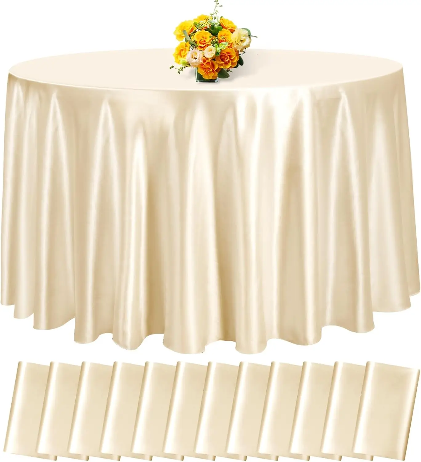Premium 120-Inch Satin Tablecloth, Silky Round Overlay for Wedding Banquet Events Restaurant Dining
Premium 120-Inch Satin Tablecloth, Silky Round Overlay for Wedding Banquet Events Restaurant Dining