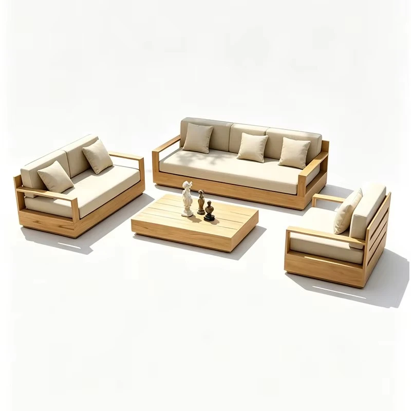 Modern luxury teak sofa set, one-stop outdoor sofa set
Modern luxury teak sofa set, one-stop outdoor sofa set