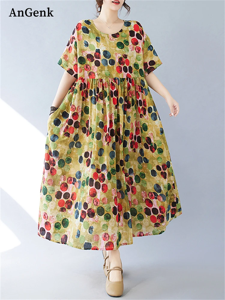 Oversize Cotton Vintage Polka Dot Dresses For Women 2024 New Summer Casual Long Dress Femme Robe Vestidos Holiday Beach Clothing
Oversize Cotton Vintage Polka Dot Dresses For Women 2024 New Summer Casual Long Dress Femme Robe Vestidos Holiday Beach Clothing