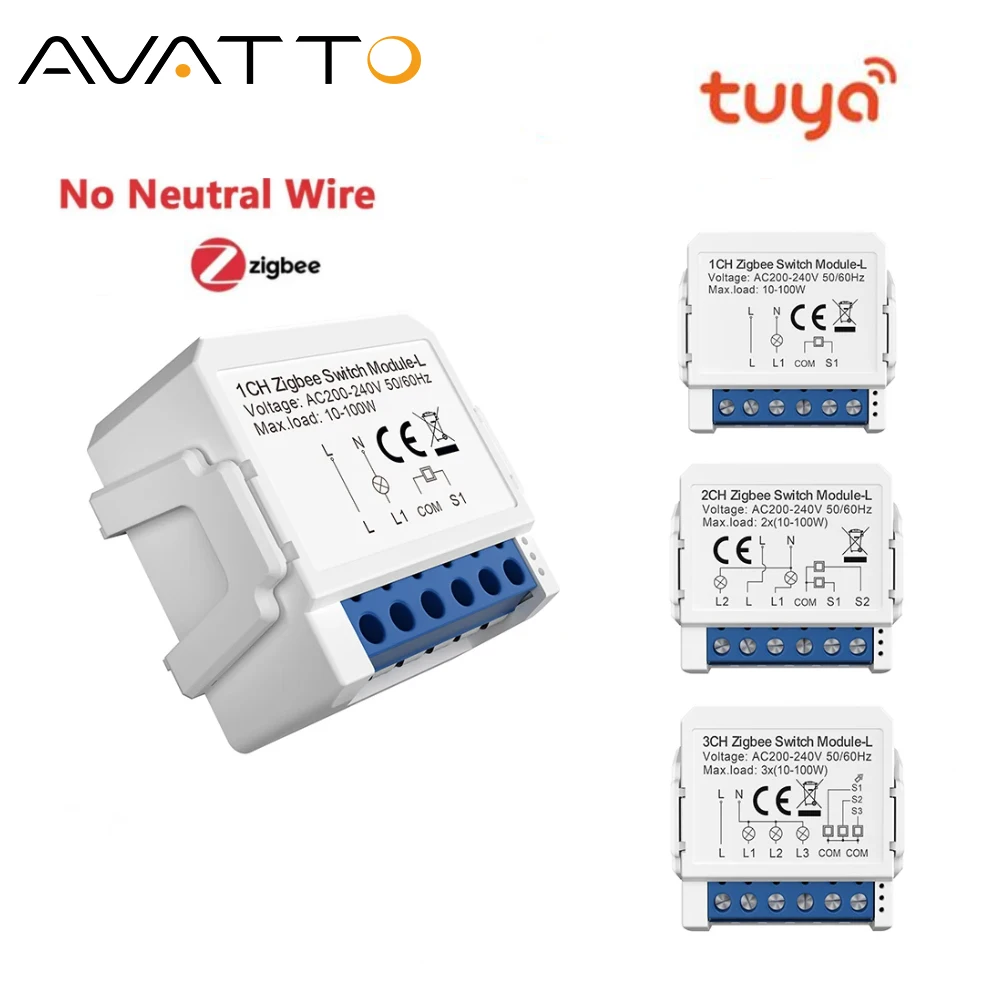 AVATTO Tuya ZigBee Smart Light Switch No Neutral Relay Module 1/2/3 Gang Smart Life/Tuya App Control,Work with Alexa Google Home
AVATTO Tuya ZigBee Smart Light Switch No Neutral Relay Module 1/2/3 Gang Smart Life/Tuya App Control,Work with Alexa Google Home