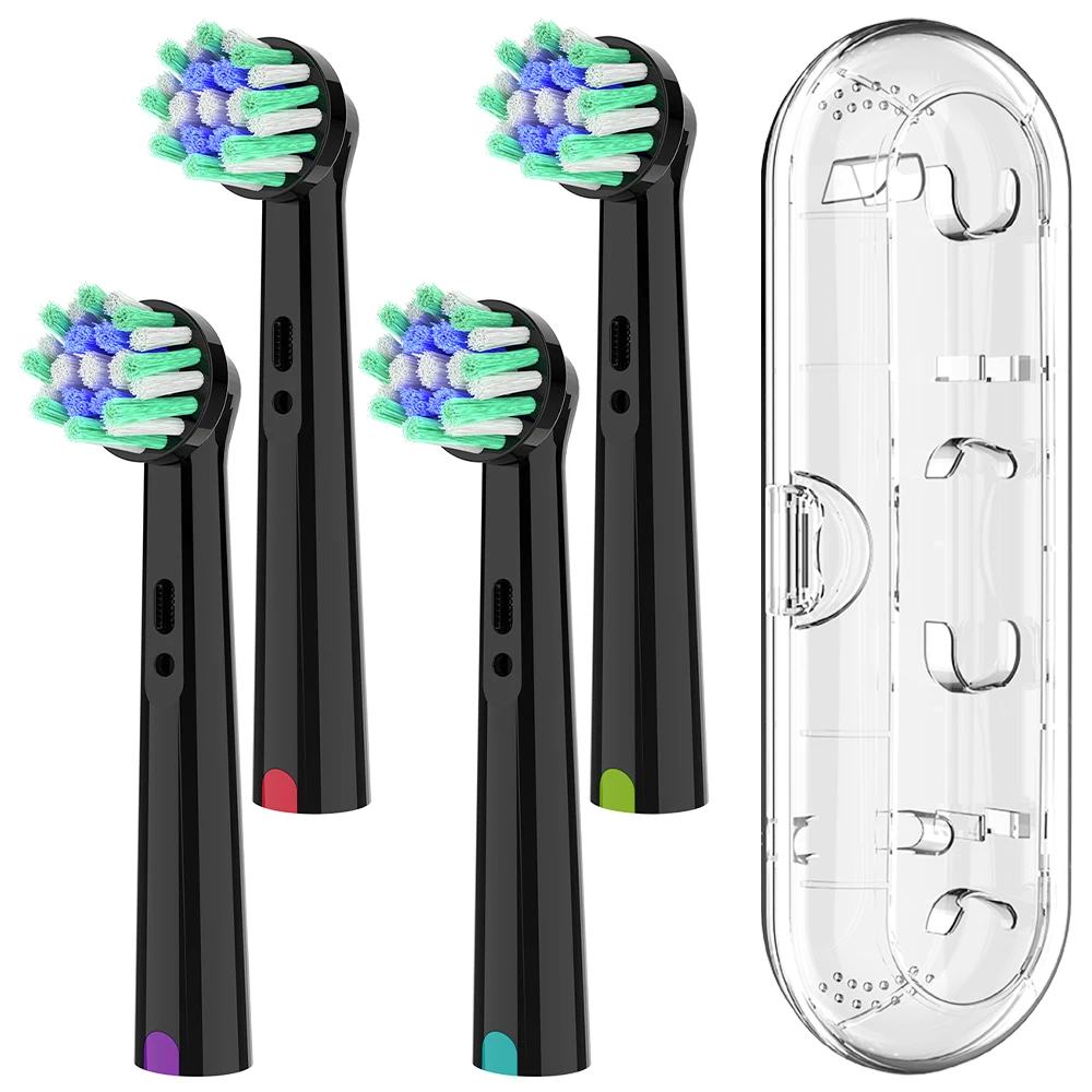 4 Count Cross Clean Replacement Brush Heads and Clear Toothbrush Storage Box Set Compatible with Oral B Electric Toothbrush
4 Count Cross Clean Replacement Brush Heads and Clear Toothbrush Storage Box Set Compatible with Oral B Electric Toothbrush