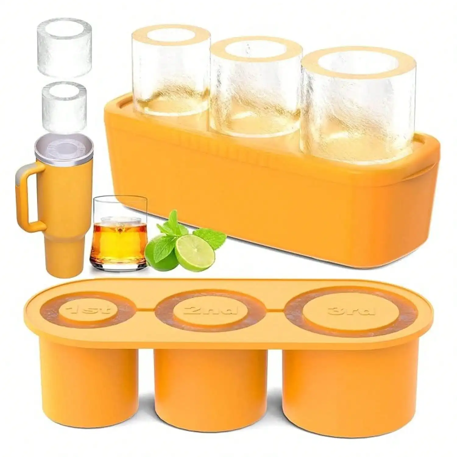 Ice Cube Tray For Tumbler Cup 30Oz-40Oz, 3 Pcs Silicone Cylinder Ice Mold With Lid And Bin For Freezer, Easy Fill And Release Ice Maker For Whiskey, Cocktail
Ice Cube Tray For Tumbler Cup 30Oz-40Oz, 3 Pcs Silicone Cylinder Ice Mold With Lid And Bin For Freezer, Easy Fill And Release Ice Maker For Whiskey, Cocktail