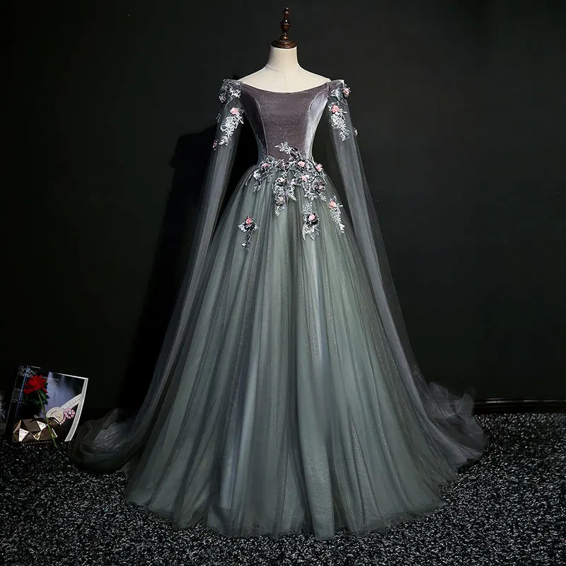 Grey Ball Gown Quinceanera Dresses Tulle Appliques Long Sleeves Prom Birthday Party Gowns Vestido De Noche robes de soirée
Grey Ball Gown Quinceanera Dresses Tulle Appliques Long Sleeves Prom Birthday Party Gowns Vestido De Noche robes de soirée