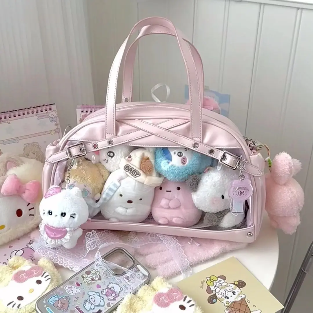 JIAERDI Transparent Sweet Cute Pink Ita Bag Women Fashionable Large Capacity Bowling Pain Bag Ladies Harajuku Aesthetic Handbag
JIAERDI Transparent Sweet Cute Pink Ita Bag Women Fashionable Large Capacity Bowling Pain Bag Ladies Harajuku Aesthetic Handbag
