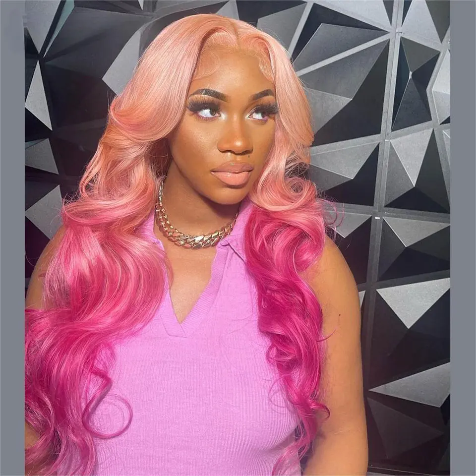 Ombre Light Pink Body Wave Transparent Lace Frontal Wigs High Quality Brazilian Colored Human Hair Wig Wear And Go For Women
Ombre Light Pink Body Wave Transparent Lace Frontal Wigs High Quality Brazilian Colored Human Hair Wig Wear And Go For Women