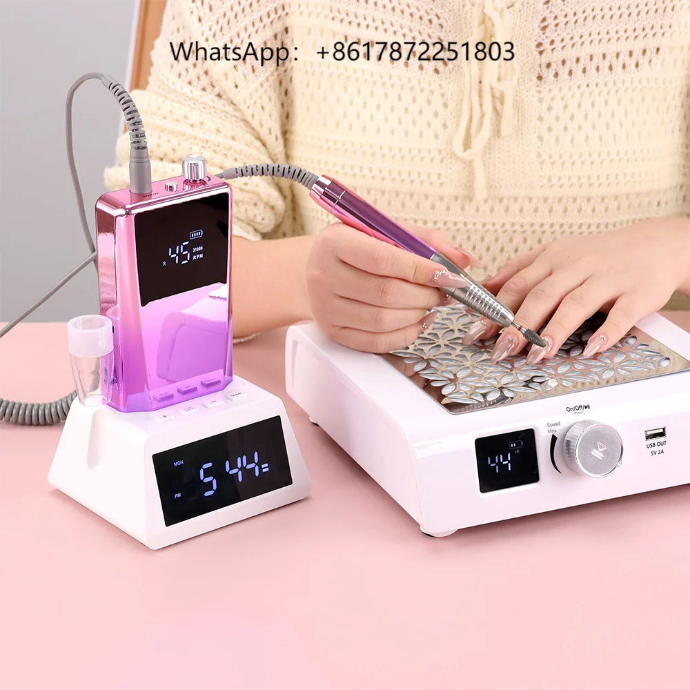 Manufacturer Nail Drill 85W Brushless 45000rpm Cordless E-file Nail Drill Machine Desk Nail Drill Polisher With Clock
Manufacturer Nail Drill 85W Brushless 45000rpm Cordless E-file Nail Drill Machine Desk Nail Drill Polisher With Clock