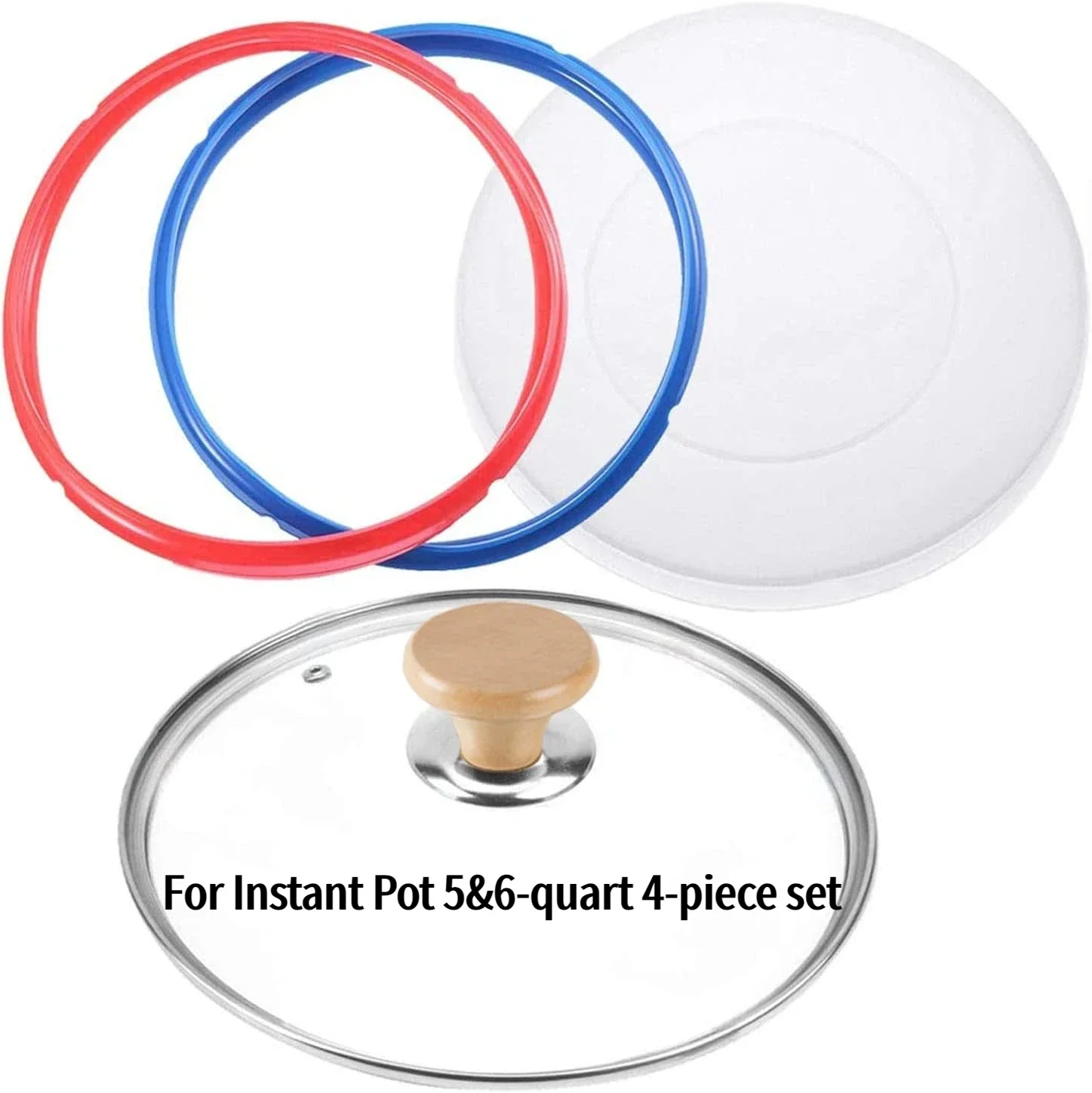 Suitable for Instant Pot 5&6 quart tempered glass cover and silicone cover - silicone sealing ring, 4-piece set of accessories
Suitable for Instant Pot 5&6 quart tempered glass cover and silicone cover - silicone sealing ring, 4-piece set of accessories