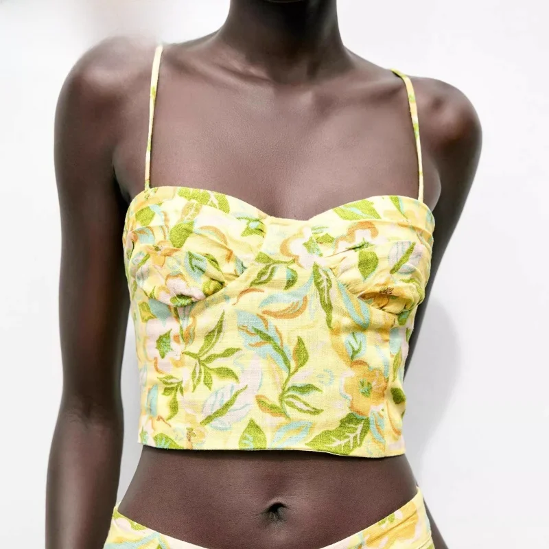 Новый летний женский топ из смешанного льна с принтом, прямая юбка, модная облегающая верхняя одежда с растительным цветочным узором 
Новый летний женский топ из смешанного льна с принтом, прямая юбка, модная облегающая верхняя одежда с растительным цветочным узором