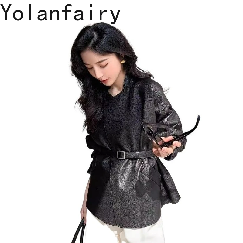 YOLANFAIRY High-end Real Sheepskin Genuine Leather Jcaket Women 2026 Elegant Short Leather Jackets Lace-up Leather Trench Coat
YOLANFAIRY High-end Real Sheepskin Genuine Leather Jcaket Women 2026 Elegant Short Leather Jackets Lace-up Leather Trench Coat