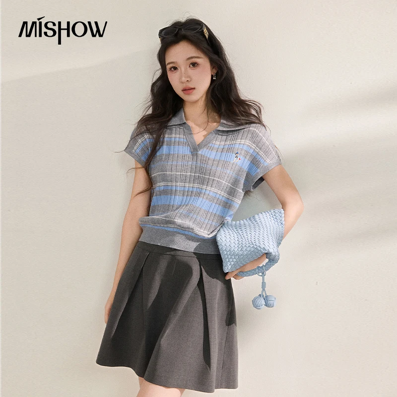 MISHOW Women Striped Polo Knit T-Shirt 2026 Summer New Color Block Collar V Neck Tees Short Sleeve Slim Casual Top MXF21Z3087
MISHOW Women Striped Polo Knit T-Shirt 2026 Summer New Color Block Collar V Neck Tees Short Sleeve Slim Casual Top MXF21Z3087