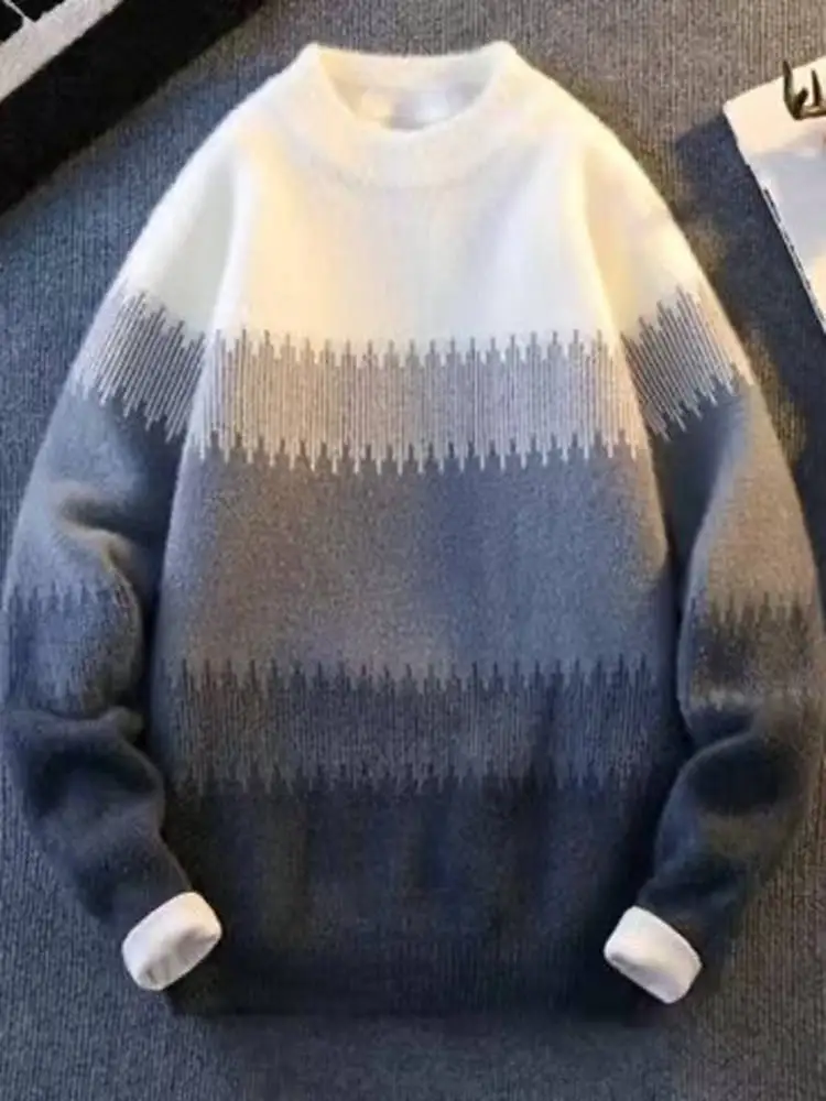 Утепленный вязаный свитер из искусственного меха с высоким воротником для мужчин, модный брендовый теплый базовый слой, осенне-зимний, градиентный цвет, мягкий
Утепленный вязаный свитер из искусственного меха с высоким воротником для мужчин, модный брендовый теплый базовый слой, осенне-зимний, градиентный цвет, мягкий