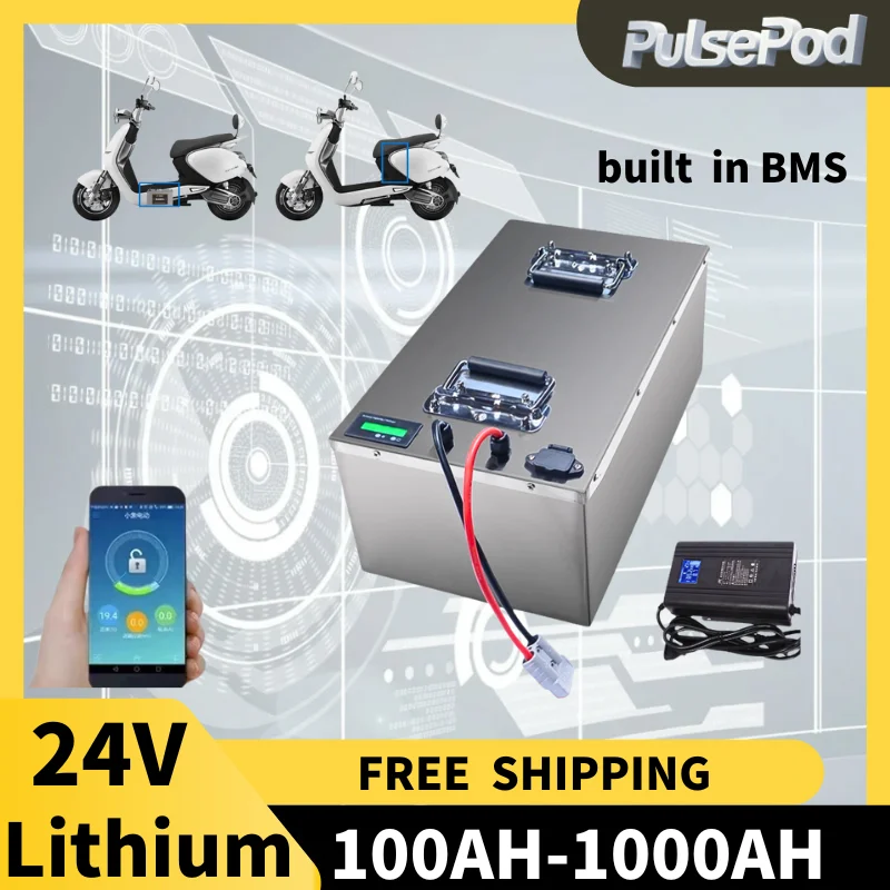 PulsePod 24V 100Ah Lifepo4 Battery 200Ah 300Ah 400Ah 500Ah 600Ah 800Ah 1000Ah Lithium Iron Phosphate for 2KW Solar System
PulsePod 24V 100Ah Lifepo4 Battery 200Ah 300Ah 400Ah 500Ah 600Ah 800Ah 1000Ah Lithium Iron Phosphate for 2KW Solar System