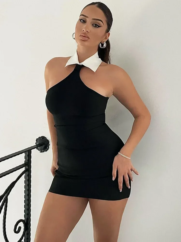 Halter Sleeveless Sexy Mini Dress For Women Fashion Patchwork Off-shoulder Backless Skinny Club Sexy Party Dress
Halter Sleeveless Sexy Mini Dress For Women Fashion Patchwork Off-shoulder Backless Skinny Club Sexy Party Dress