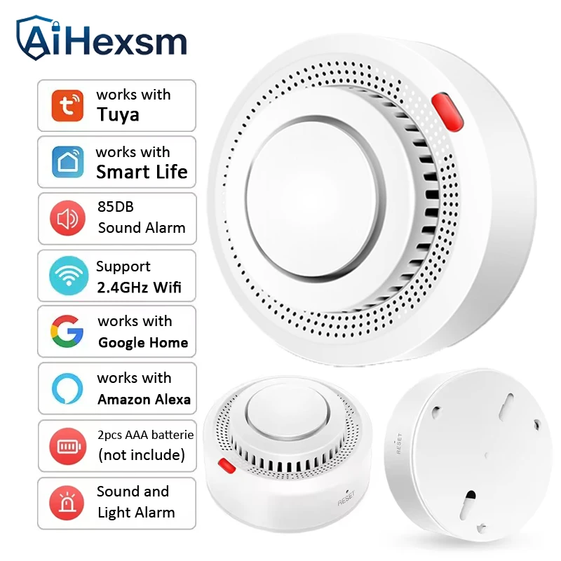 Tuya WiFi Smoke Detector Wireless Photoelectric Sensor Fire Alarm Home Kitchen Security System Smart Life App Alert Sound Alarm
Tuya WiFi Smoke Detector Wireless Photoelectric Sensor Fire Alarm Home Kitchen Security System Smart Life App Alert Sound Alarm