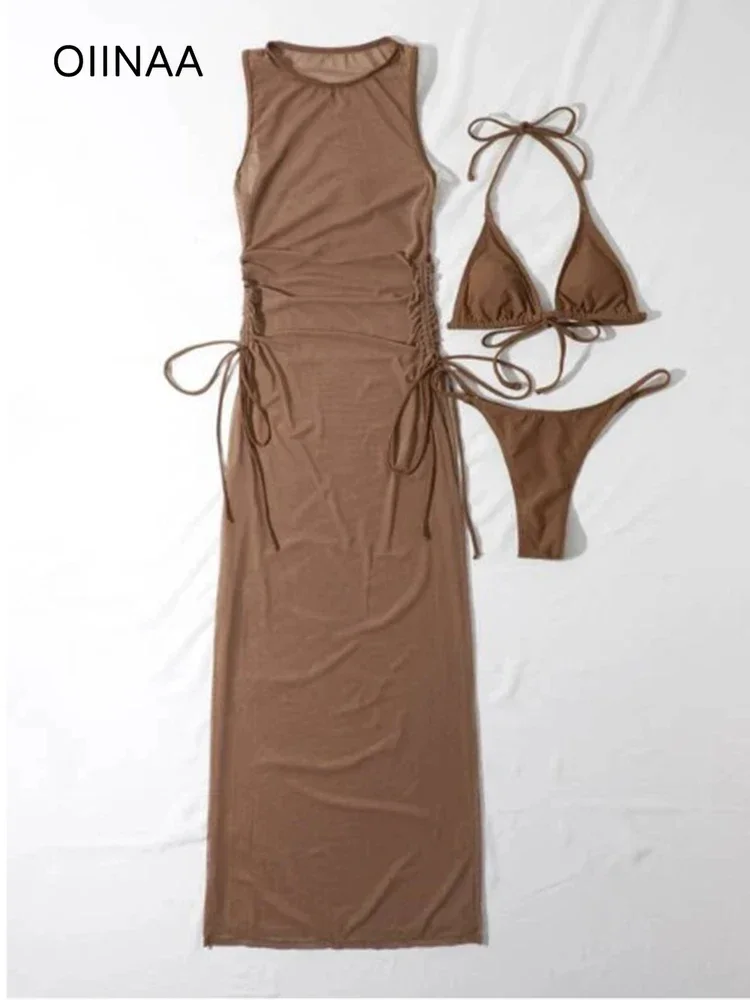 OIINAA Swimwear Women Solid Swimsuit See Through Beach Dress Print Drawstring Lace Up Bikini Set Three-pieces Sexy Bathing Suit
OIINAA Swimwear Women Solid Swimsuit See Through Beach Dress Print Drawstring Lace Up Bikini Set Three-pieces Sexy Bathing Suit