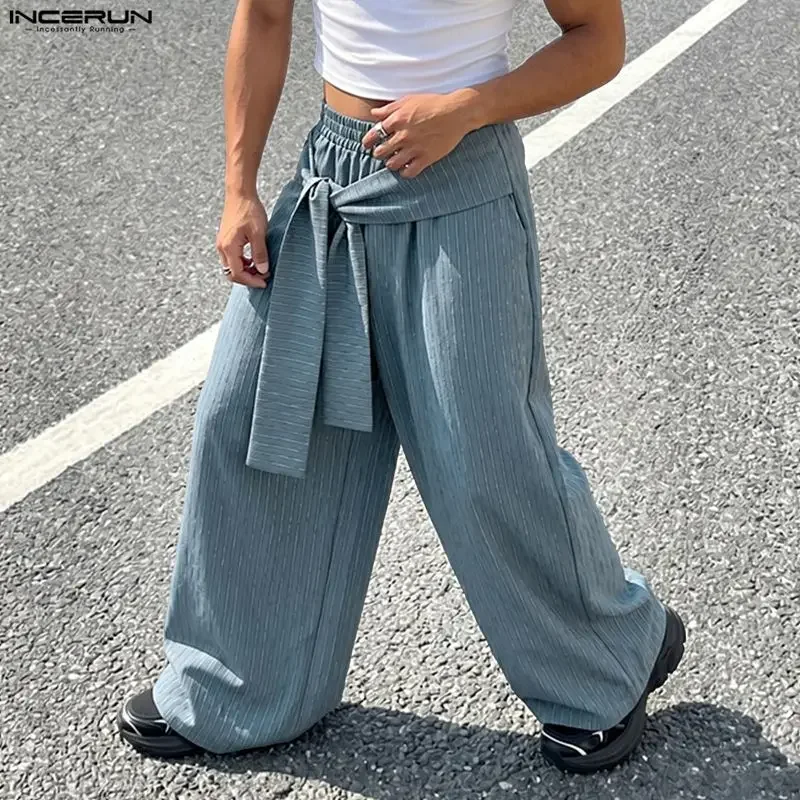 INCERUN Men's Striped Pants Lace Up Joggers Loose Casual Wide Leg Trousers For Man Streetwear Oversize Fashion Pants Pantalones
INCERUN Men's Striped Pants Lace Up Joggers Loose Casual Wide Leg Trousers For Man Streetwear Oversize Fashion Pants Pantalones