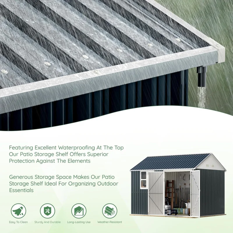 TTX 10X8FT Outdoor Steel Storage Shed with Lockable Doors, One Window,Ideal for Garden, Backyard,QZ
TTX 10X8FT Outdoor Steel Storage Shed with Lockable Doors, One Window,Ideal for Garden, Backyard,QZ
