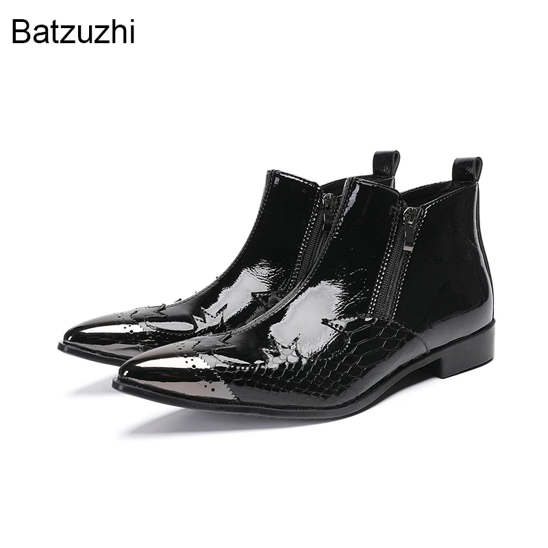 Batzuzhi Black Leather Ankle Boots for Man Brand New Handmade Men's Shoes Pointed Iron Toe Zip Formal Business/Party Boot
Batzuzhi Black Leather Ankle Boots for Man Brand New Handmade Men's Shoes Pointed Iron Toe Zip Formal Business/Party Boot