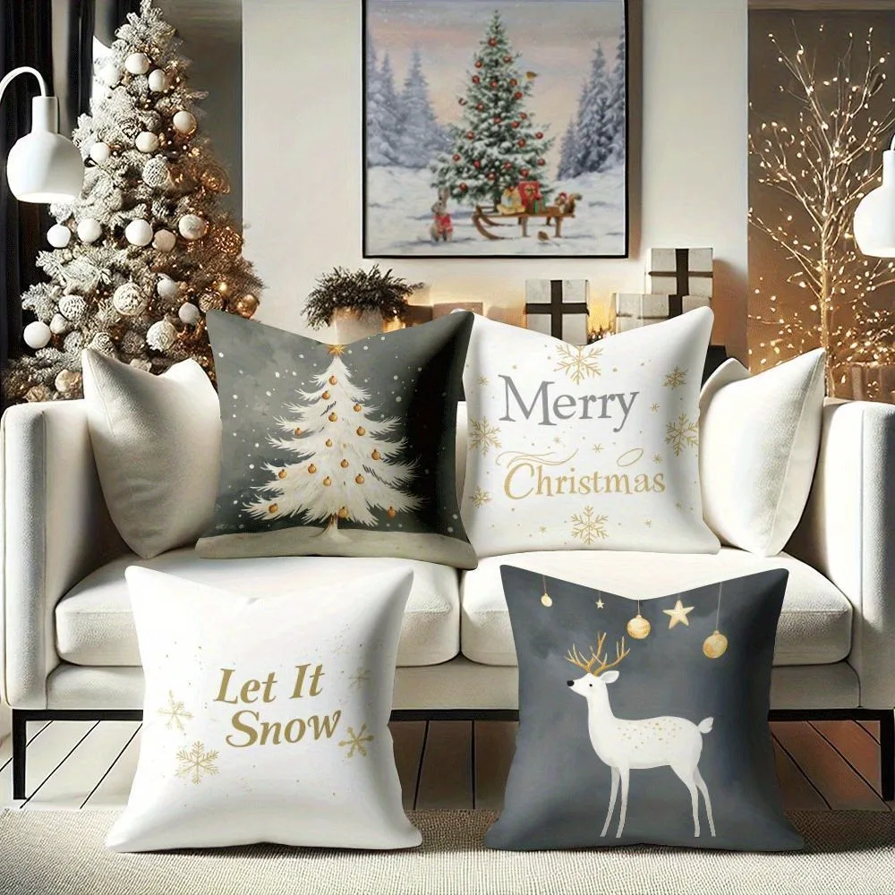 4-piece Christmas pillowcase set with Christmas elements - machine washable, suitable for sofas, living rooms, and bedrooms.
4-piece Christmas pillowcase set with Christmas elements - machine washable, suitable for sofas, living rooms, and bedrooms.