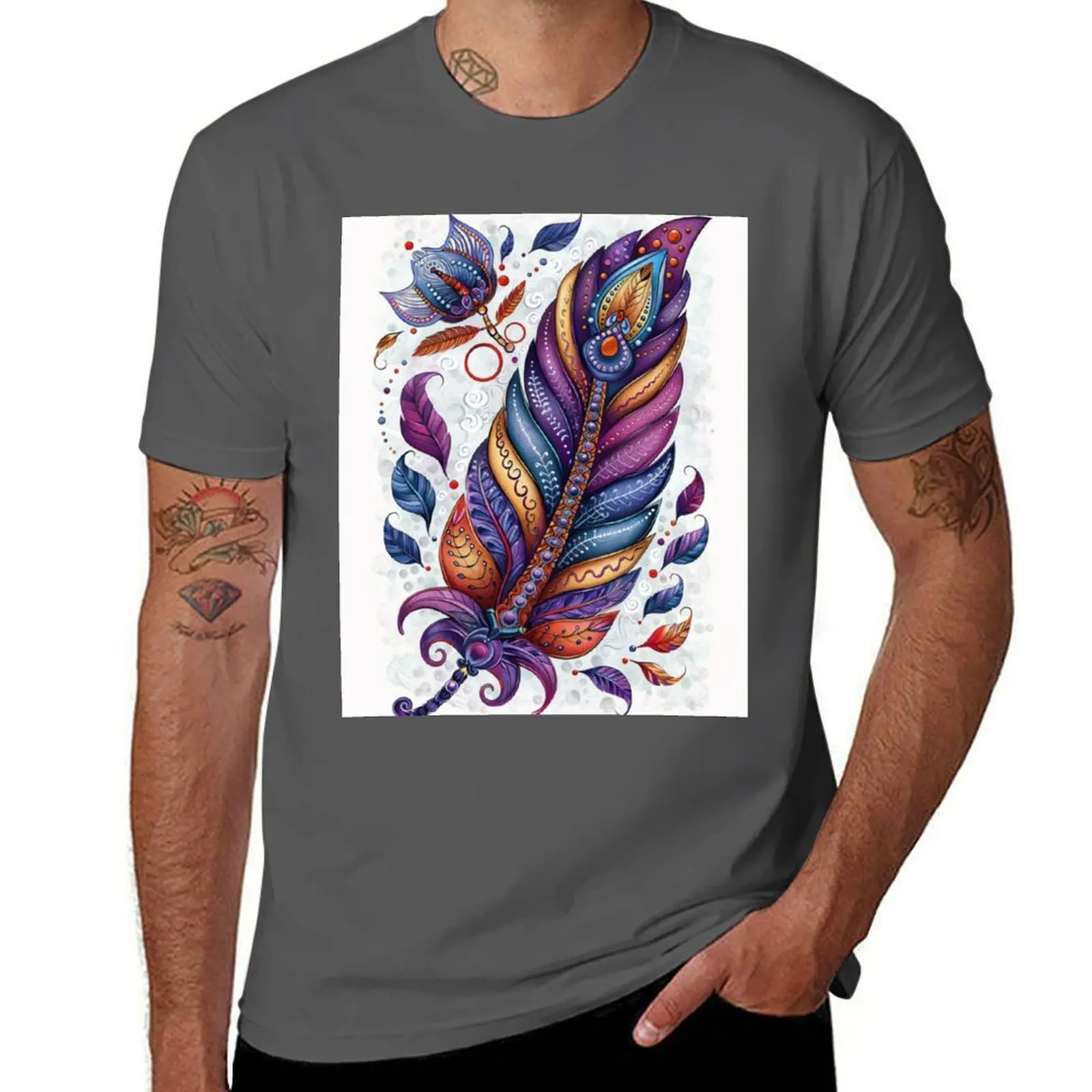 Funky Boho Feather T-Shirt Breathable Basic Cotton T-Shirt
Funky Boho Feather T-Shirt Breathable Basic Cotton T-Shirt