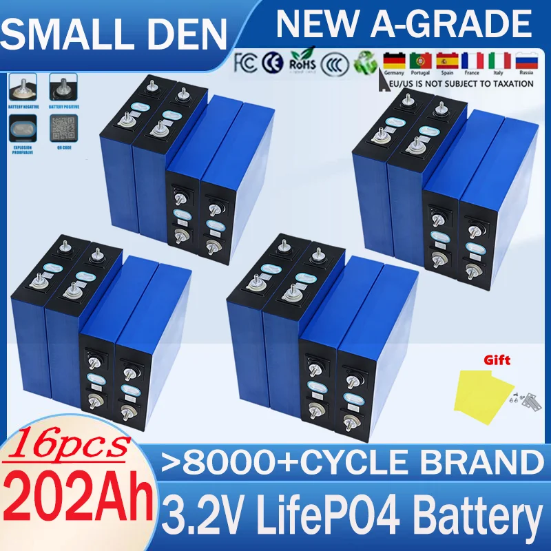 16pcs New 3.2V 200Ah Lifepo4 Battery Grade A DIY 4S 12V 24V Solar E-car RV Outdoor Power Lithium Iron Phosphate Batteries
16pcs New 3.2V 200Ah Lifepo4 Battery Grade A DIY 4S 12V 24V Solar E-car RV Outdoor Power Lithium Iron Phosphate Batteries