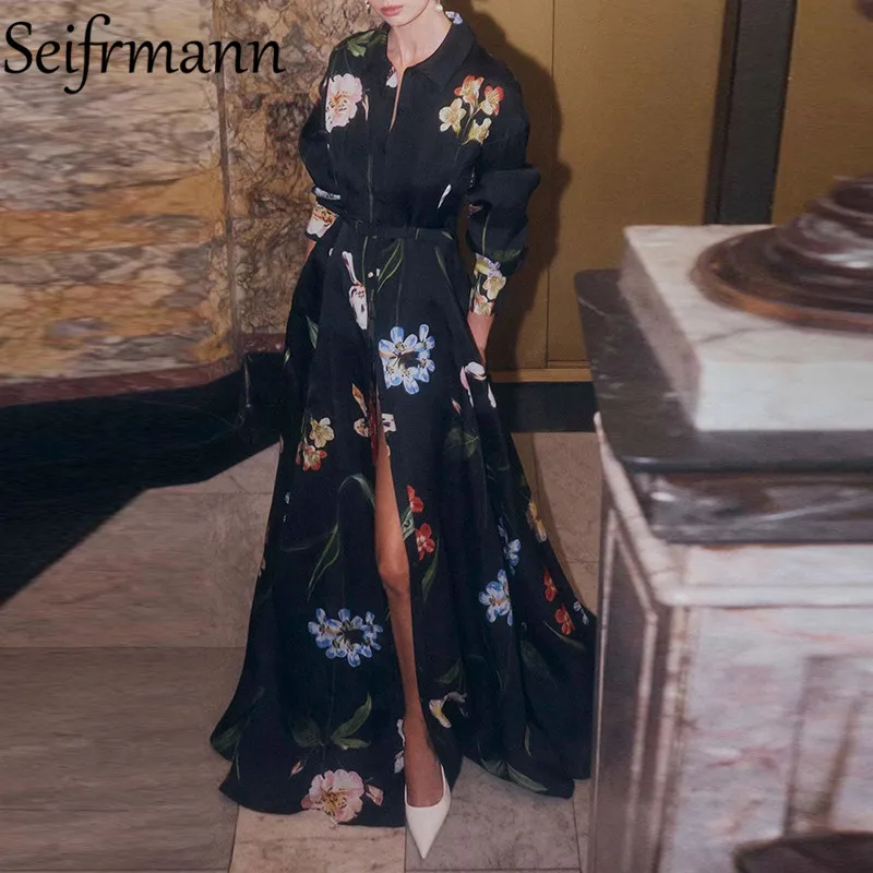 Seifrmann Fashion New Women's High Quality Collar Single Breasted Printing Lace-Up Waist Cinched Big Swing Temperament Dress
Seifrmann Fashion New Women's High Quality Collar Single Breasted Printing Lace-Up Waist Cinched Big Swing Temperament Dress