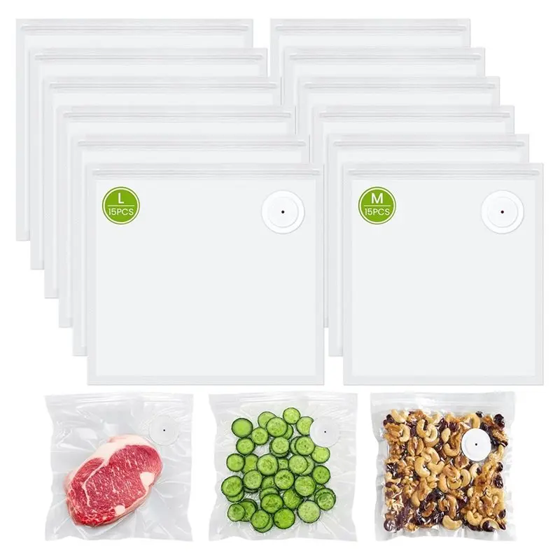 ABUD-Vacuum Sealer Bags For Food,15 PCS 8.3"X8.7" & 15 PCS 10.2"X11" Vacuum Seal Bags With Air Valve For Food Storage
ABUD-Vacuum Sealer Bags For Food,15 PCS 8.3"X8.7" & 15 PCS 10.2"X11" Vacuum Seal Bags With Air Valve For Food Storage