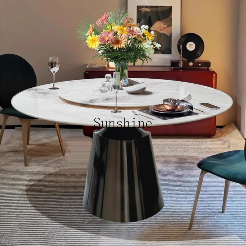 Natural luxury stone dining table and chair combination modern simple household round
Natural luxury stone dining table and chair combination modern simple household round