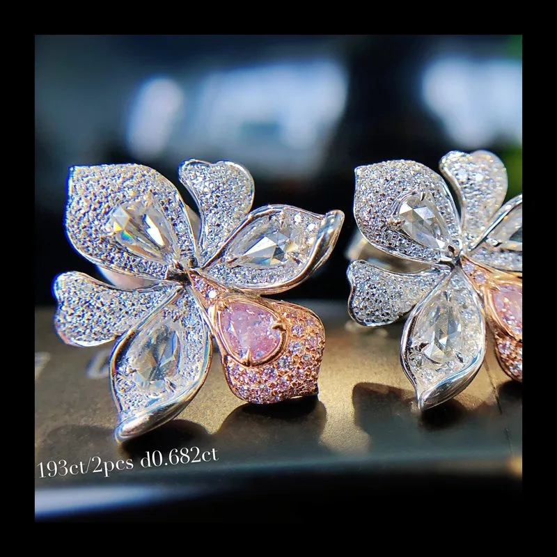 Designer Haute Couture Orchid Series Earrings, Imitation Natural Argyle Pink Diamond Luxury Dinner Stud Earrings Women
Designer Haute Couture Orchid Series Earrings, Imitation Natural Argyle Pink Diamond Luxury Dinner Stud Earrings Women