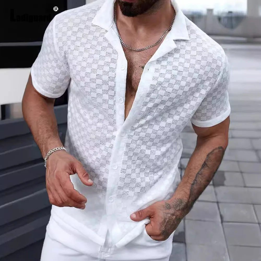 Ladiguard 2025 Mens Short Sleeve Casual Lace Blouse America and European Fashion Basic Shirts Masculina Camisa Top blusas Hommes
Ladiguard 2025 Mens Short Sleeve Casual Lace Blouse America and European Fashion Basic Shirts Masculina Camisa Top blusas Hommes