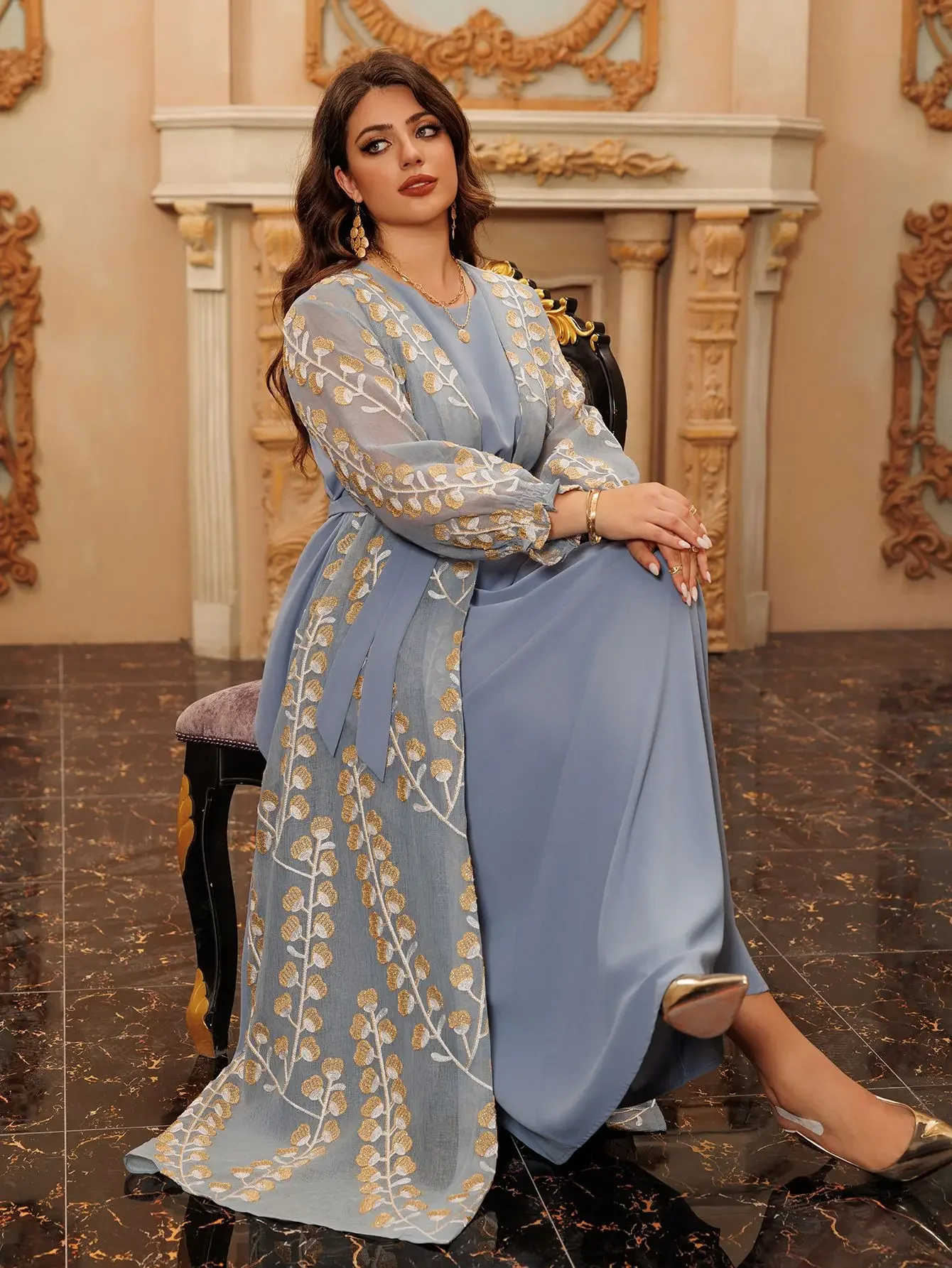 Ramadan Eid Muslim Women Embroidery Kimono Open Abaya Maxi Dress Set 2PCS Caftan Marocain Femme Jalabiya Kaftan Dubai Gown Robe
Ramadan Eid Muslim Women Embroidery Kimono Open Abaya Maxi Dress Set 2PCS Caftan Marocain Femme Jalabiya Kaftan Dubai Gown Robe